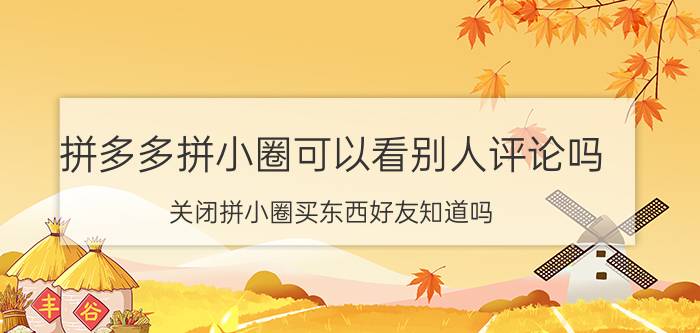 拼多多拼小圈可以看别人评论吗 关闭拼小圈买东西好友知道吗？